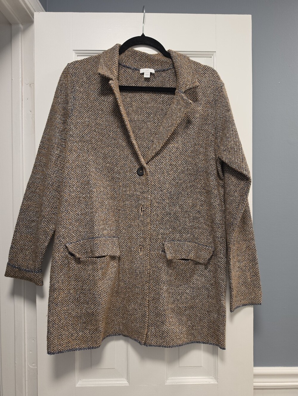 J. Jill Brown Tweed Open-Front Blazer